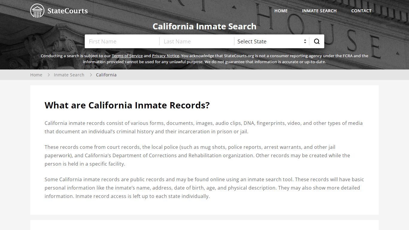 California Inmate Search, Prison and Jail Information - State Courts